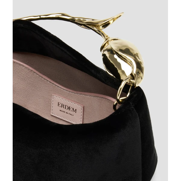 Erdem Mini Bloom Bag in Black Velvet | Mini Bags | Coveti