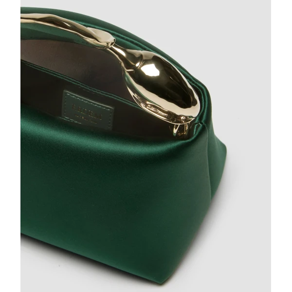 Erdem Mini Bloom Bag in Forest Green Satin | Mini Bags | Coveti