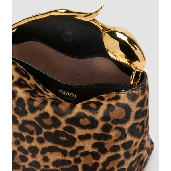 Erdem Mini Bloom Bag in Leopard Ponyskin | Mini Bags | Coveti