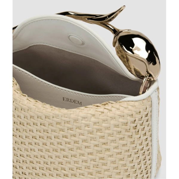 Erdem Mini Bloom Bag in Natural Raffia | Mini Bags | Coveti