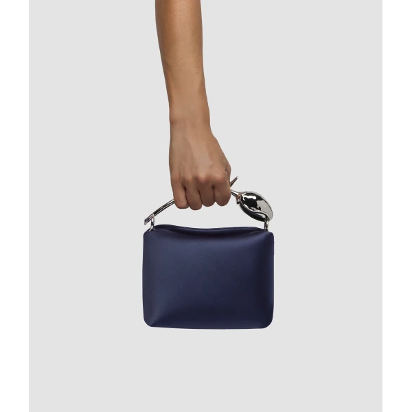 Erdem Mini Bloom Bag in Navy Satin | Mini Bags | Coveti