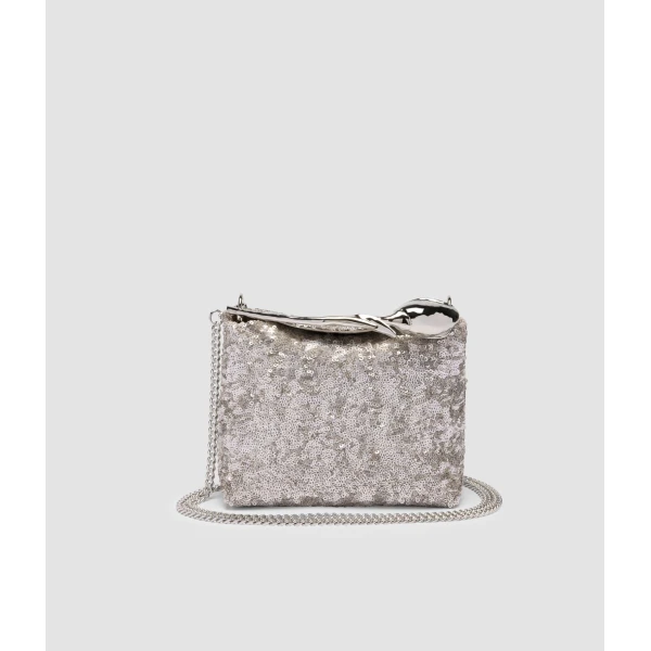 Erdem Mini Bloom Bag in Silver Sequins | Mini Bags | Coveti
