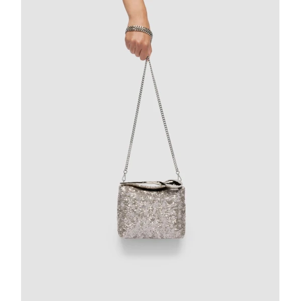 Erdem Mini Bloom Bag in Silver Sequins | Mini Bags | Coveti