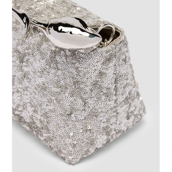 Erdem Mini Bloom Bag in Silver Sequins | Mini Bags | Coveti