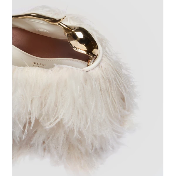 Erdem Mini Bloom Bag in White Feathers | Mini Bags | Coveti