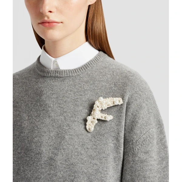 Erdem Pearl Alphabet Brooch F | Brooches & Pins | Coveti