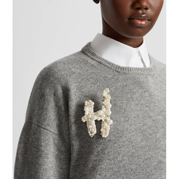 Erdem Pearl Alphabet Brooch H | Brooches & Pins | Coveti