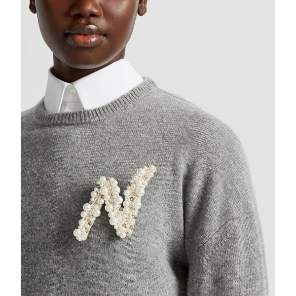 Erdem Pearl Alphabet Brooch N | Brooches & Pins | Coveti
