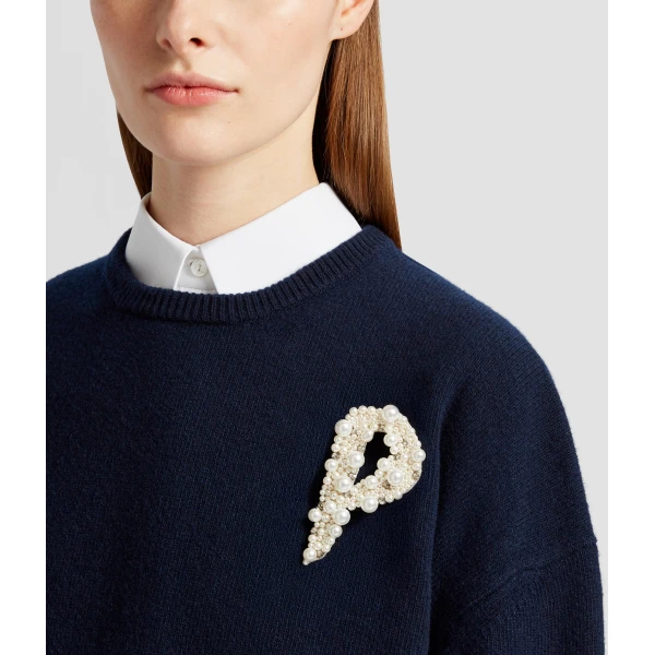 Erdem Pearl Alphabet Brooch P | Brooches & Pins | Coveti