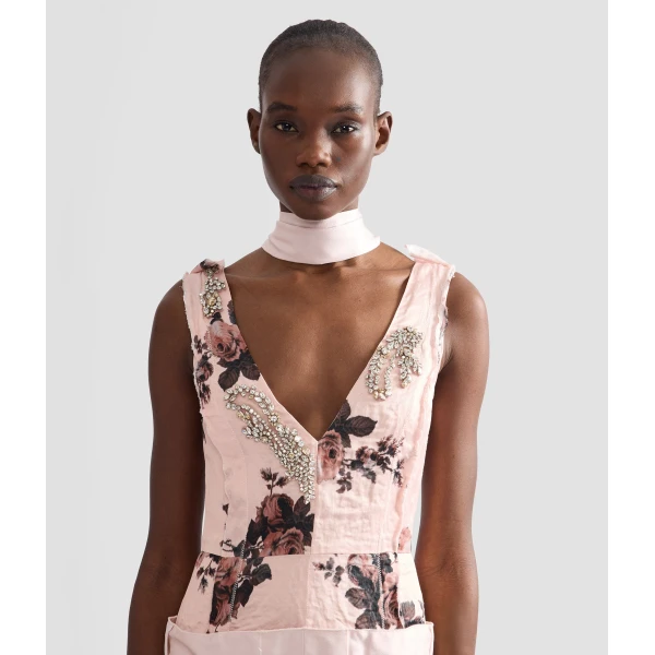Erdem Satin Cady Neck Scarf in Pink | Scarves | Coveti
