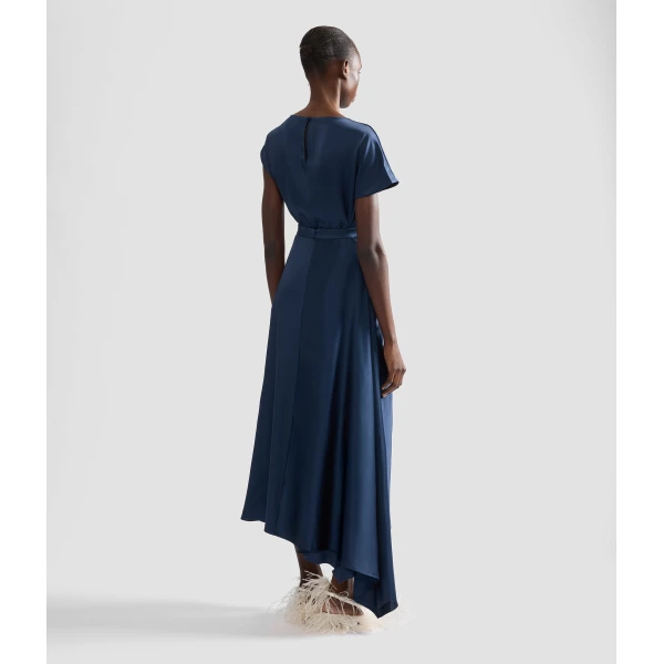 Erdem Satin Draped Midi Skirt | Midi Skirts | Coveti