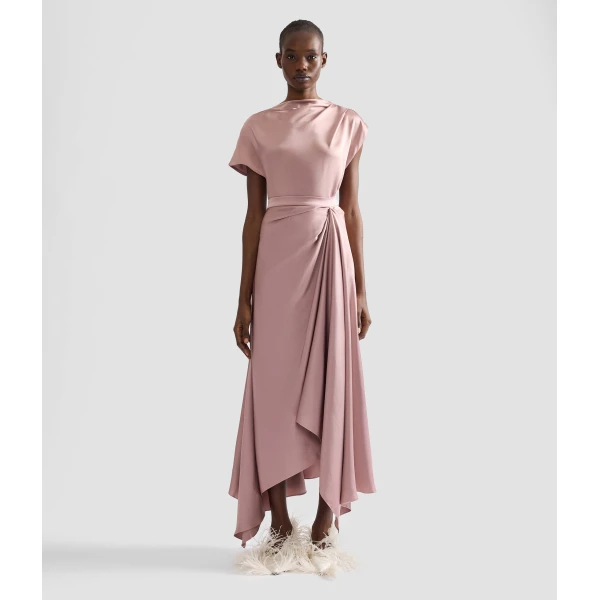 Erdem Satin Draped Midi Skirt | Midi Skirts | Coveti