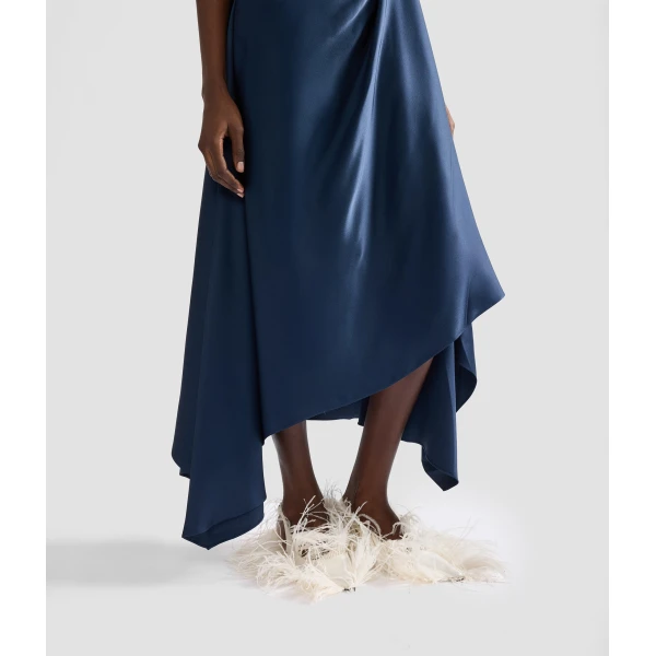 Erdem Satin Draped Midi Skirt | Midi Skirts | Coveti