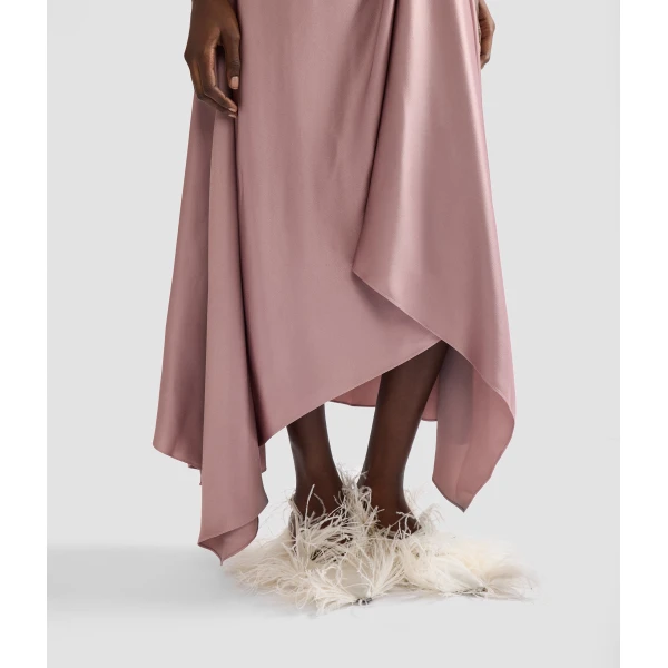 Erdem Satin Draped Midi Skirt | Midi Skirts | Coveti