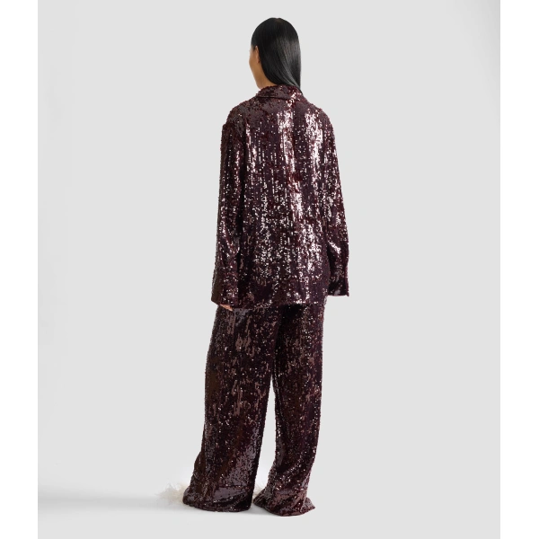 Erdem Sequin Long Sleeve Shirt in Bordeaux | Shirts | Coveti
