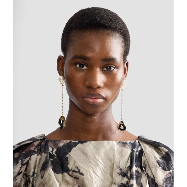 Erdem Stone Drop Earring in Black Agate | Earrings | Coveti