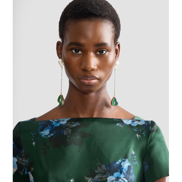 Erdem Stone Drop Earring in Green Agate | Earrings | Coveti