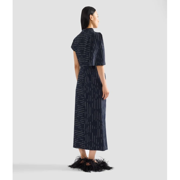 Erdem Stripe Tailoring Draped Midi Dress | Midi Dresses | Coveti
