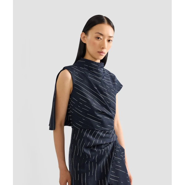 Erdem Stripe Tailoring Draped Midi Dress | Midi Dresses | Coveti