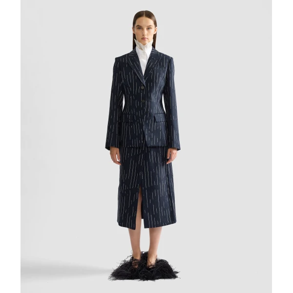 Erdem Stripe Tailoring Fitted Blazer | Blazers | Coveti