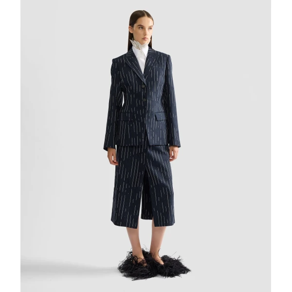 Erdem Stripe Tailoring Fitted Blazer | Blazers | Coveti
