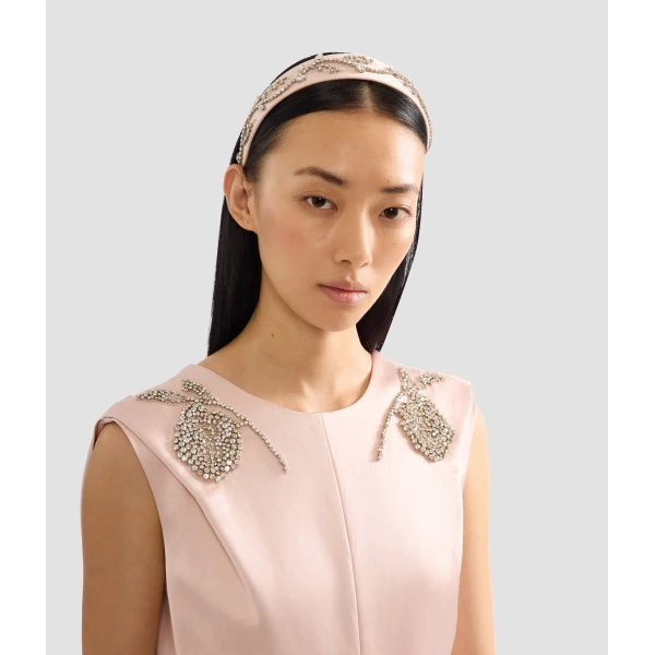 Erdem Wide Embroidered Headband in Cameo Pink | Hair Accessories | Coveti