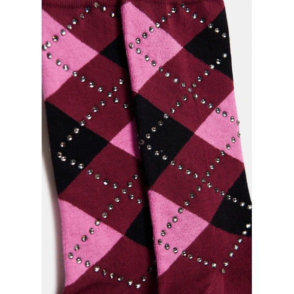 Essentiel Antwerp Argyle-print socks with rhinestone embellishments | Socks & Tights | Coveti