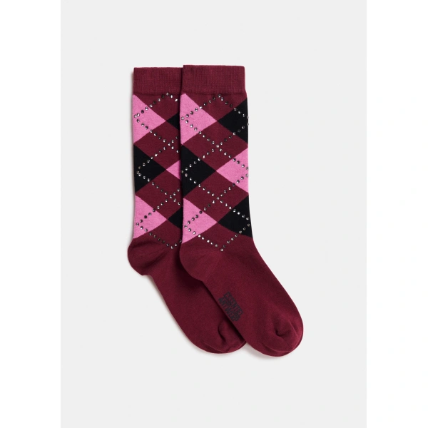 Essentiel Antwerp Argyle-print socks with rhinestone embellishments | Socks & Tights | Coveti
