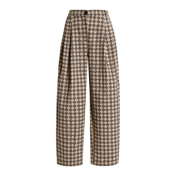 Beige monogram barrel-leg pants