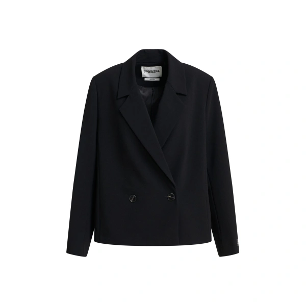 Black cropped double-breasted blazer