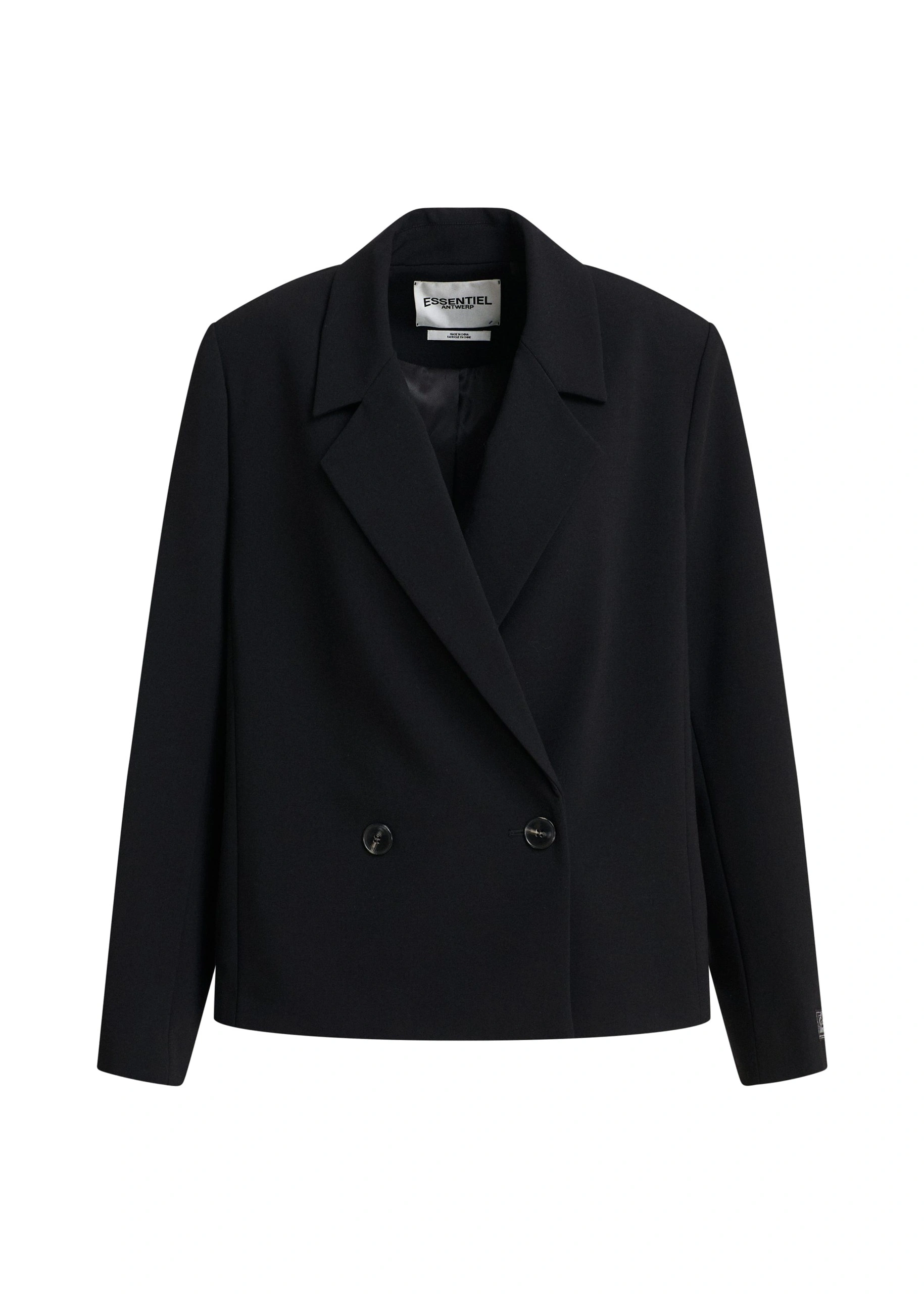 Essentiel Antwerp Black cropped double-breasted blazer 0 Essentiel Antwerp Black cropped double-breasted blazer | Blazers | Coveti