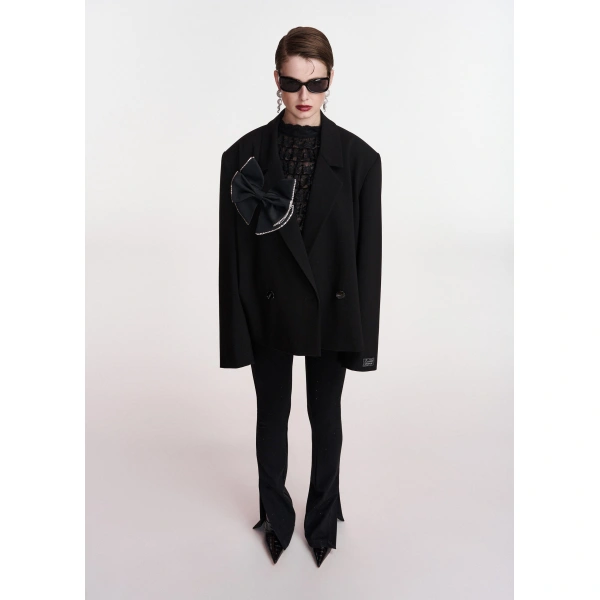 Essentiel Antwerp Black cropped double-breasted blazer | Blazers | Coveti