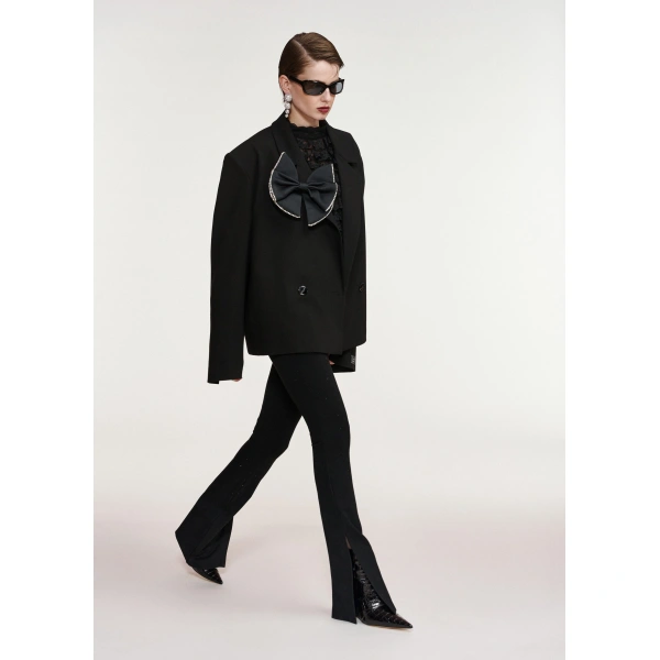 Essentiel Antwerp Black cropped double-breasted blazer | Blazers | Coveti