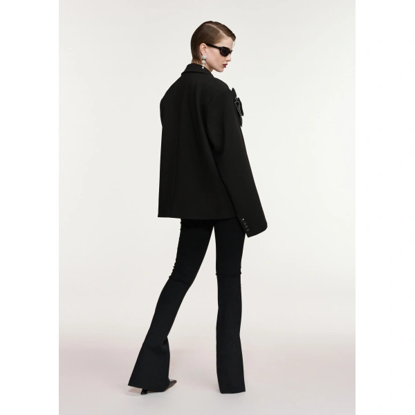 Essentiel Antwerp Black cropped double-breasted blazer | Blazers | Coveti