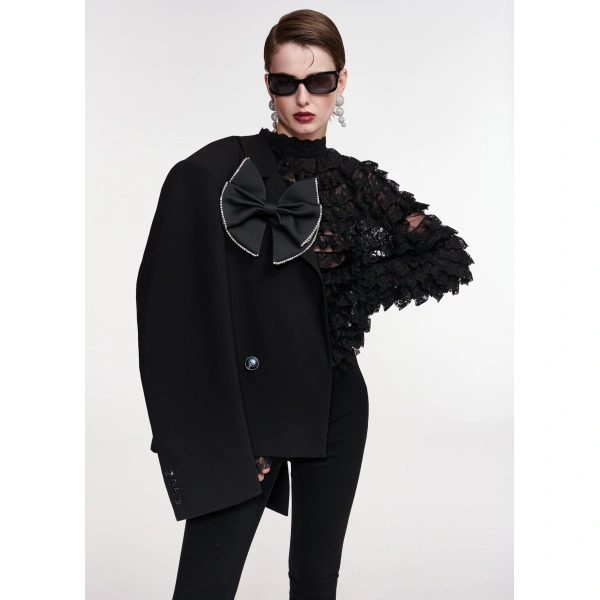 Essentiel Antwerp Black cropped double-breasted blazer | Blazers | Coveti