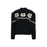 Essentiel Antwerp Black floral-jacquard sweater 0 Essentiel Antwerp Black floral-jacquard sweater | Sweaters | Coveti