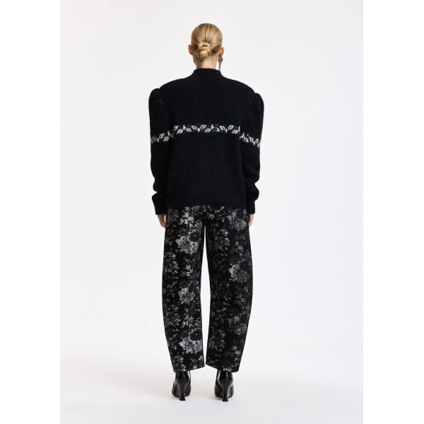 Essentiel Antwerp Black floral-jacquard sweater | Sweaters | Coveti