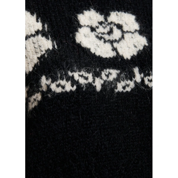 Essentiel Antwerp Black floral-jacquard sweater | Sweaters | Coveti