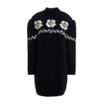 Essentiel Antwerp Black floral-jacquard sweater dress | Mini Dresses | Coveti