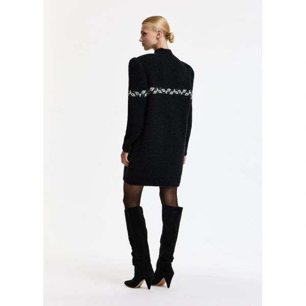 Essentiel Antwerp Black floral-jacquard sweater dress | Mini Dresses | Coveti