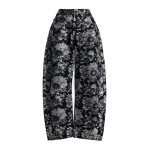 Essentiel Antwerp Black floral-print barrel-leg jeans | Jeans | Coveti