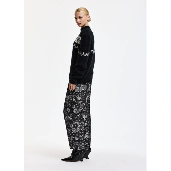 Essentiel Antwerp Black floral-print barrel-leg jeans | Jeans | Coveti