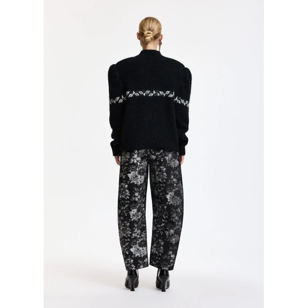 Essentiel Antwerp Black floral-print barrel-leg jeans | Jeans | Coveti