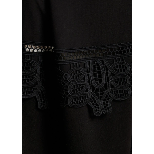 Essentiel Antwerp Black lace-trimmed maxi skirt | Maxi Skirts | Coveti
