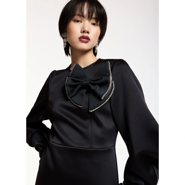 Essentiel Antwerp Black mini dress with voluminous sleeves | Mini Dresses | Coveti