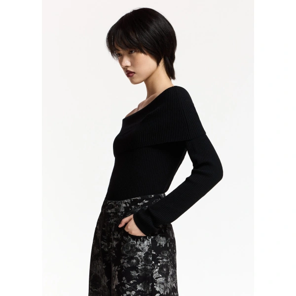 Essentiel Antwerp Black off-shoulder sweater | Sweaters | Coveti