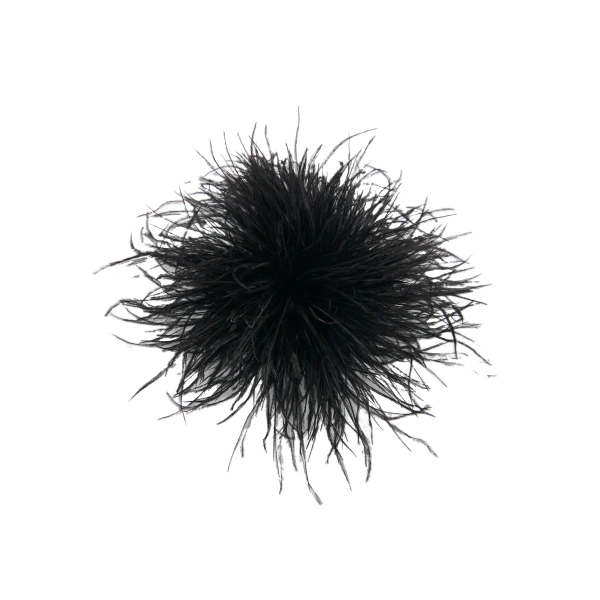 Black ostrich feather brooch