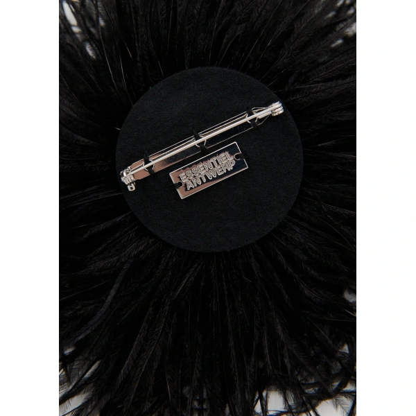 Essentiel Antwerp Black ostrich feather brooch | Brooches & Pins | Coveti