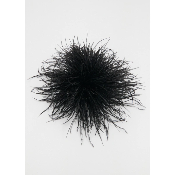 Essentiel Antwerp Black ostrich feather brooch | Brooches & Pins | Coveti