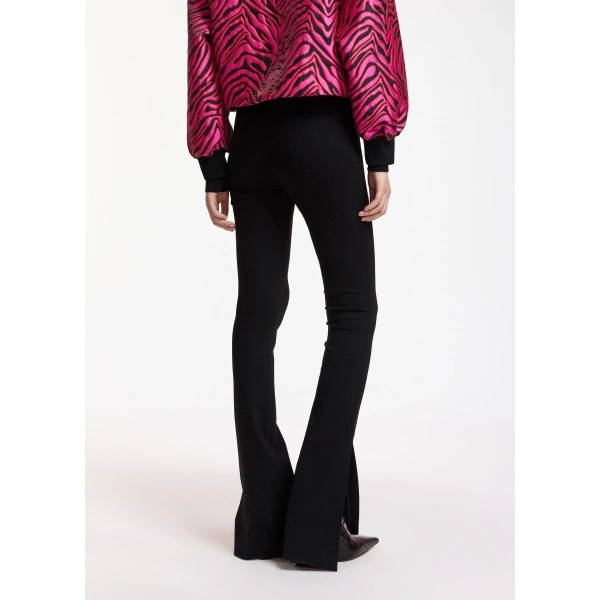 Essentiel Antwerp Black rhinestone-embellished flared pants | Pants | Coveti